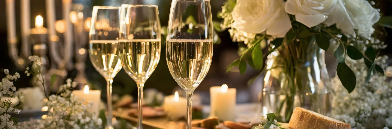 Charcuterie and champagne at a wedding reception